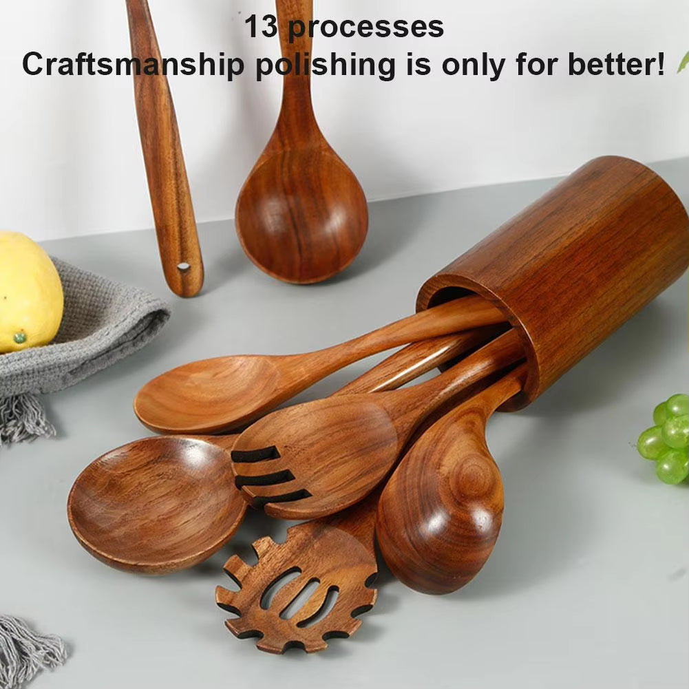 Walnut Wooden Cooking Utensils Set