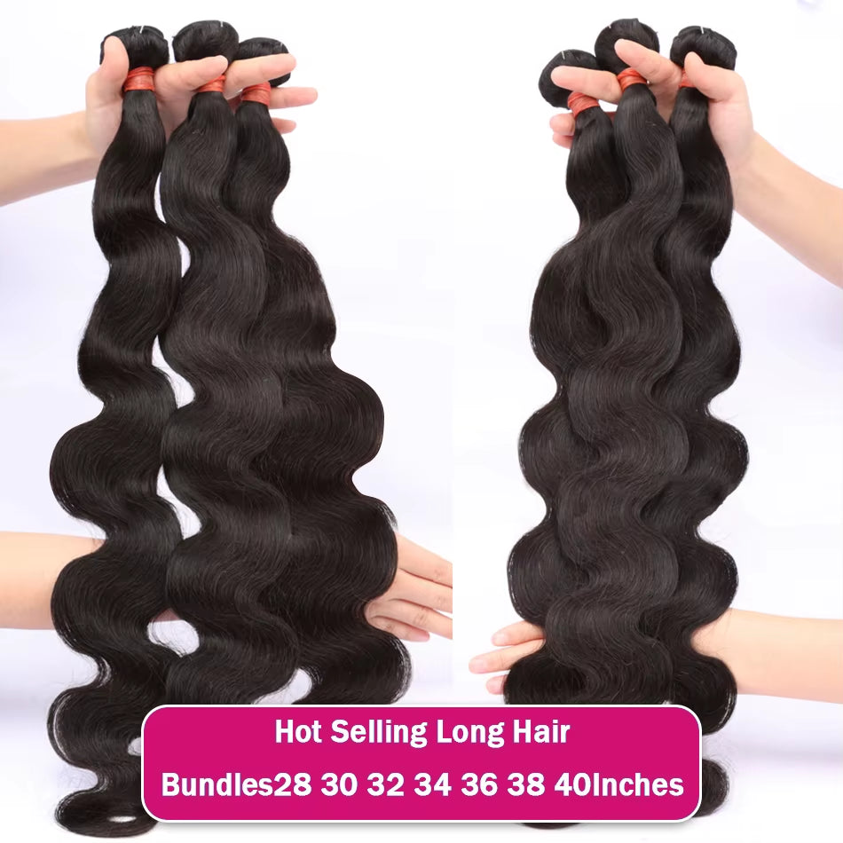 30 40 Inch Body Wave 3 4 Bundles Brazilian Remy 100% Unprocessed Human Hair Wavy Doule Drawn Bundles Weave Extensions