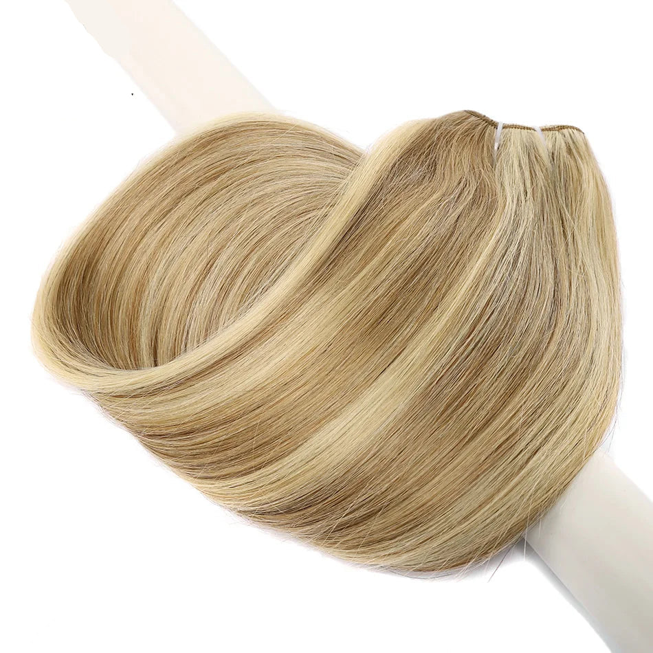 Straight Blonde Human Hair Weave Brazilian Remy Human Hair Weft Extensions 18-28" Highlight Ombre Human Hair Weft #613