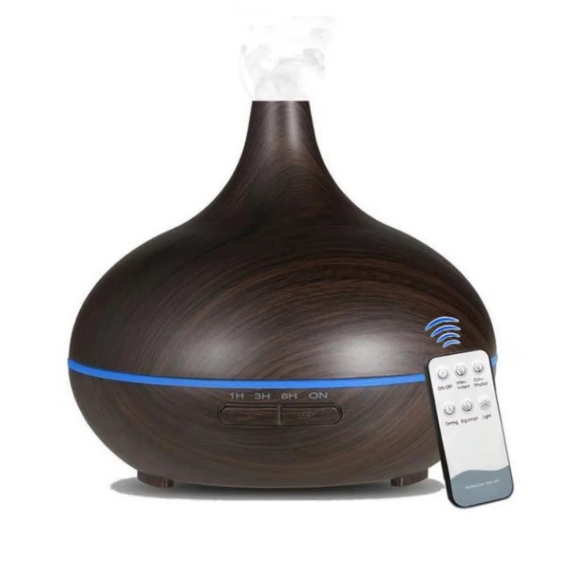 500mL Wood Grain Essential Oil Diffuser – Remote & 7-Color LED