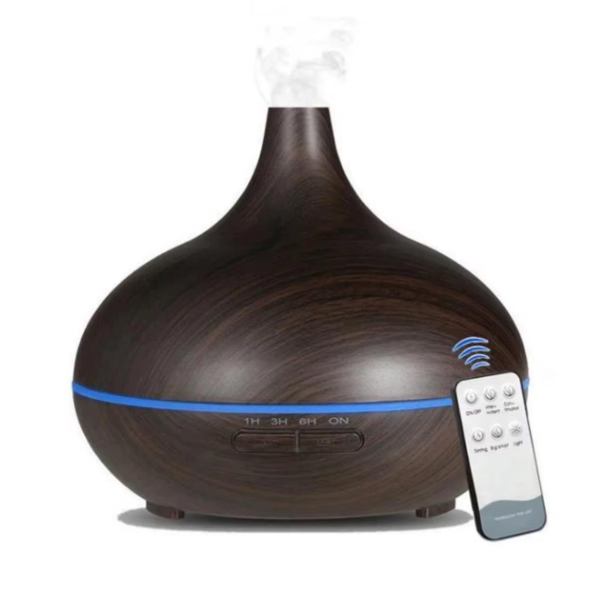 500mL Wood Grain Essential Oil Diffuser – Remote & 7-Color LED