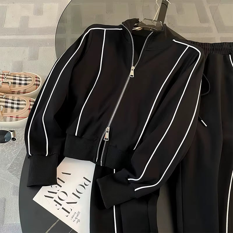Women's High-End Hoodie & Wide-Leg Pants Set