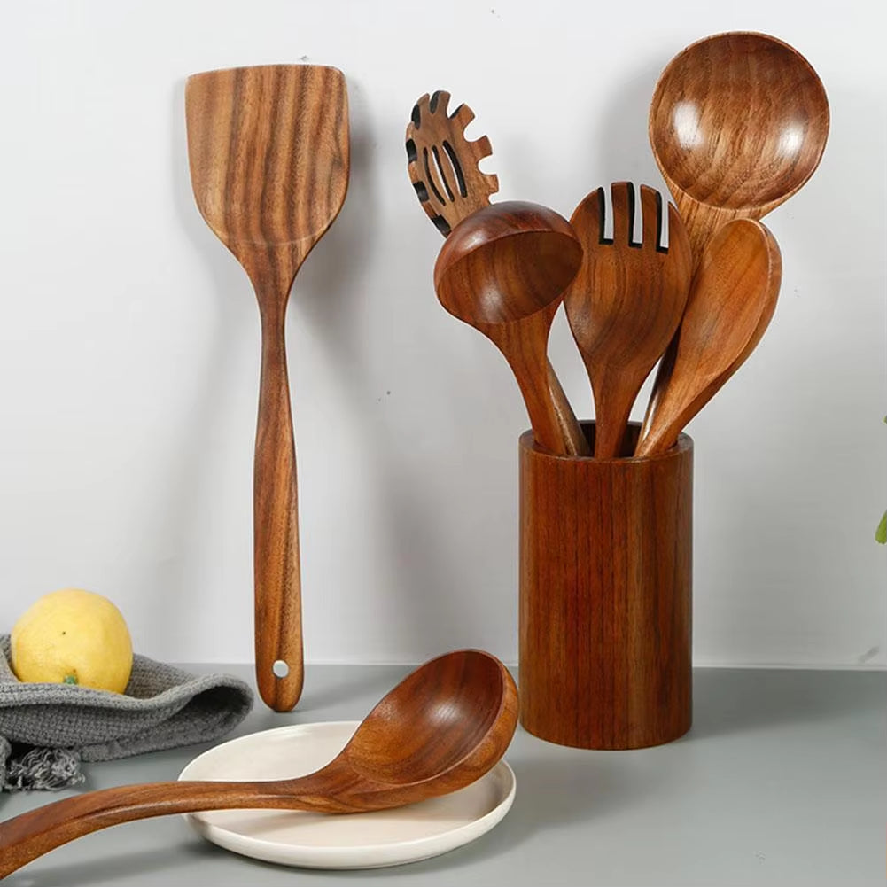 Walnut Wooden Cooking Utensils Set