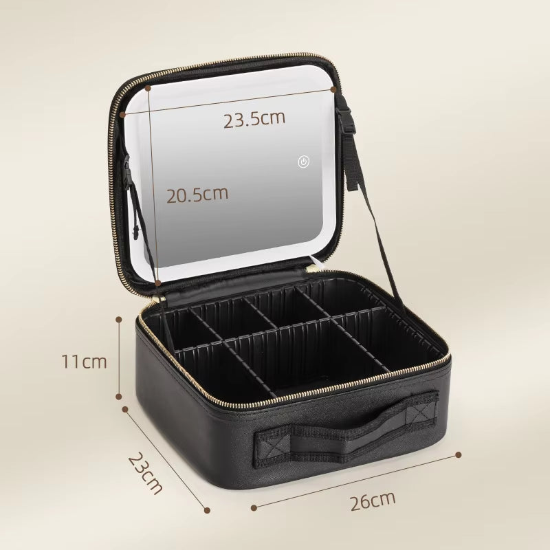 Makeup Travel Train Case with LED Lighted Mirror