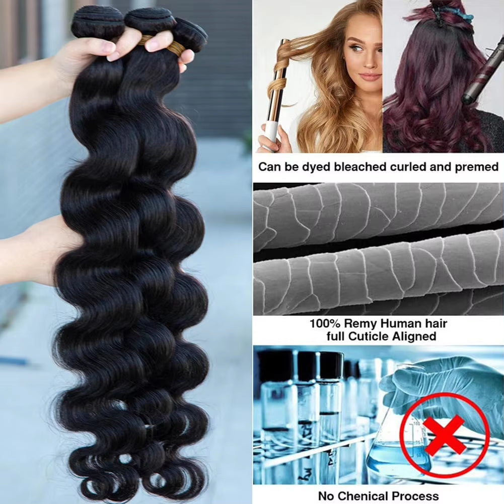 30 40 Inch Body Wave 3 4 Bundles Brazilian Remy 100% Unprocessed Human Hair Wavy Doule Drawn Bundles Weave Extensions
