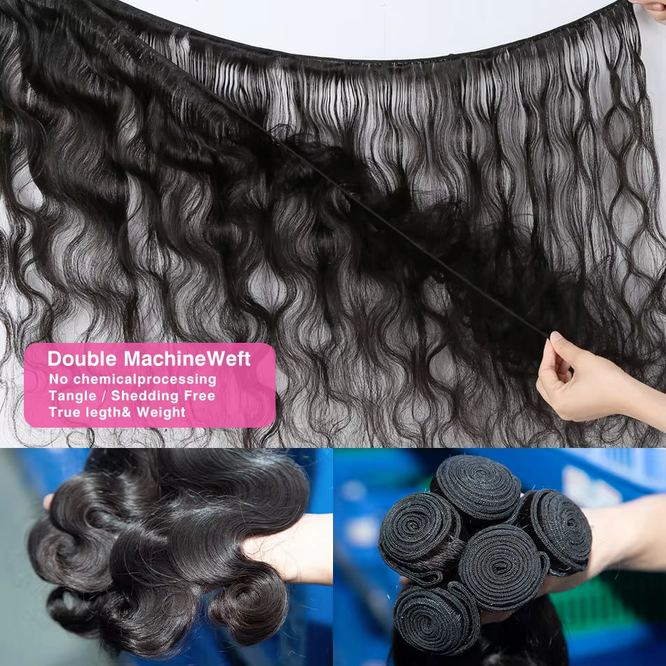 30 40 Inch Body Wave 3 4 Bundles Brazilian Remy 100% Unprocessed Human Hair Wavy Doule Drawn Bundles Weave Extensions