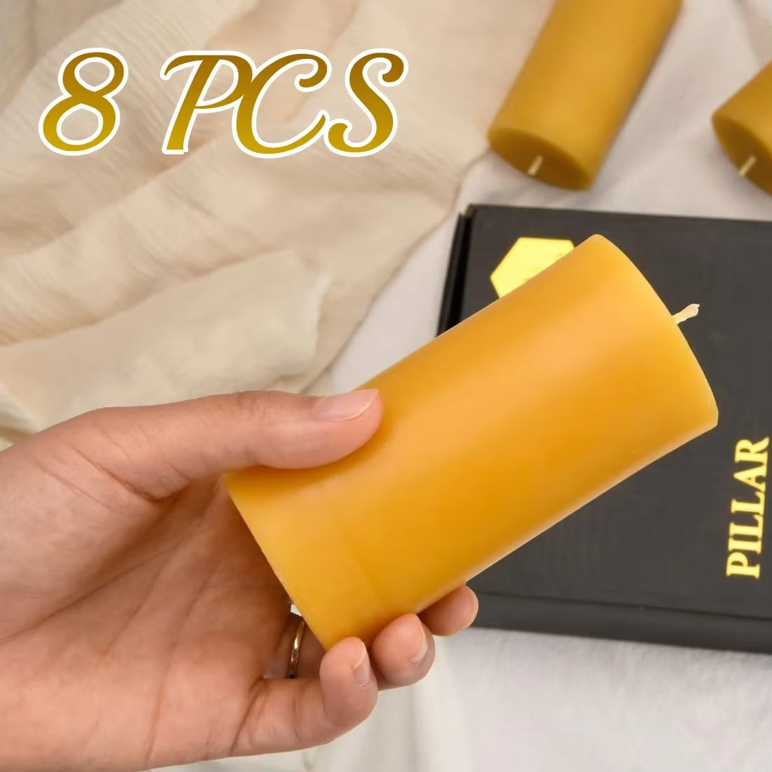 2-8PCS Driples Beeswax Pillar Candles