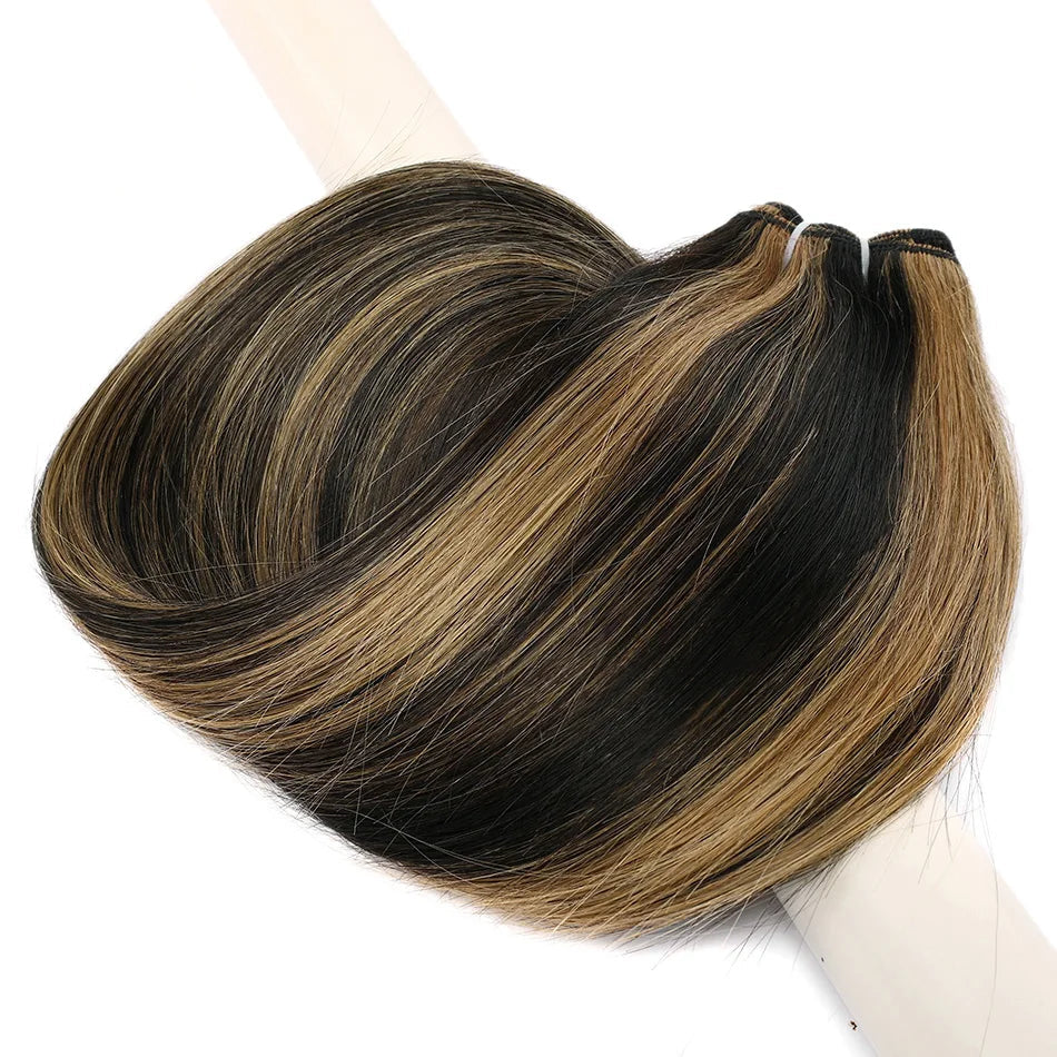 Straight Blonde Human Hair Weave Brazilian Remy Human Hair Weft Extensions 18-28" Highlight Ombre Human Hair Weft #613