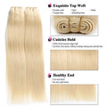 Straight Blonde Human Hair Weave Brazilian Remy Human Hair Weft Extensions 18-28