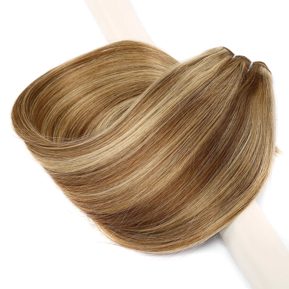 Straight Blonde Human Hair Weave Brazilian Remy Human Hair Weft Extensions 18-28" Highlight Ombre Human Hair Weft #613