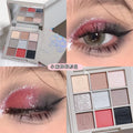 9-Color Smokey Shimmer Eyeshadow Palette - Matte, Glitter, & Sequin Cool-Toned Gray & Black Eye Makeup