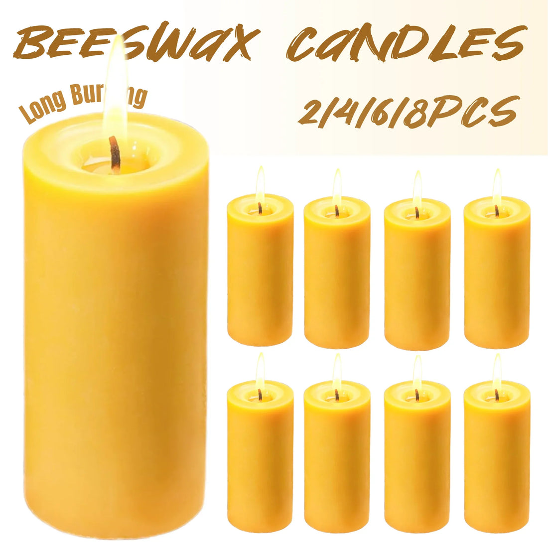 2-8PCS Driples Beeswax Pillar Candles