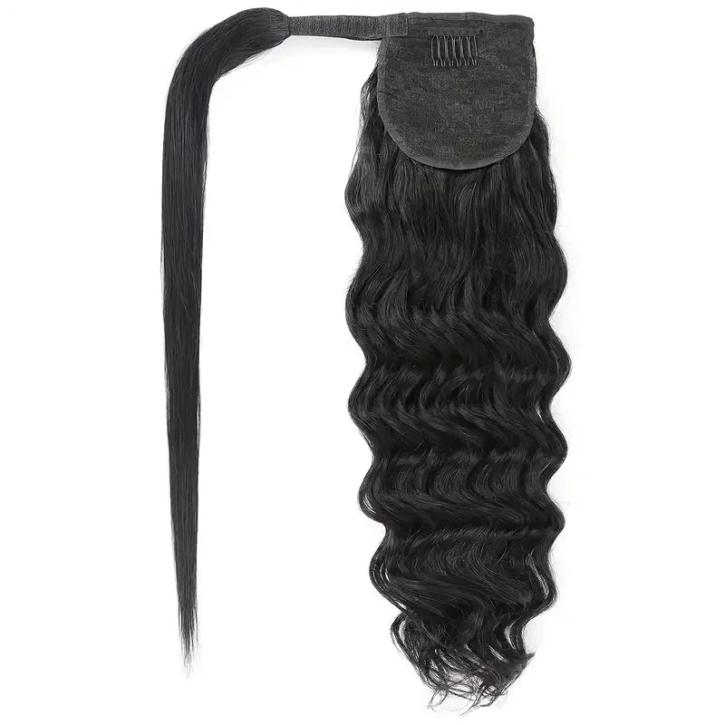 Water Wave Human Hair Ponytail Extensions