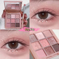 9-Color Smokey Shimmer Eyeshadow Palette - Matte, Glitter, & Sequin Cool-Toned Gray & Black Eye Makeup