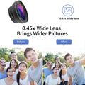 Experience 2 in 1 Phone Camera Lens Kit 0.45X Wide Angle 12.5X Macro Lens HD Camera Lenes for Iphone Ios Android Smartphones