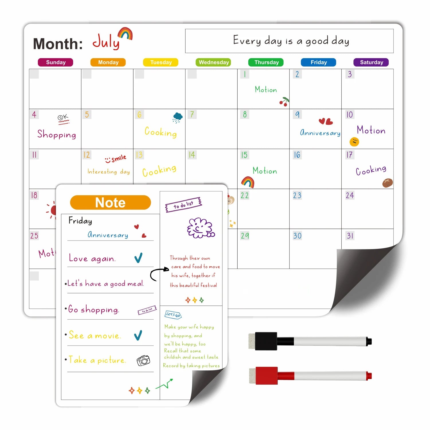 Magnetic Calendar for Fridge Monthly Weekly Planner