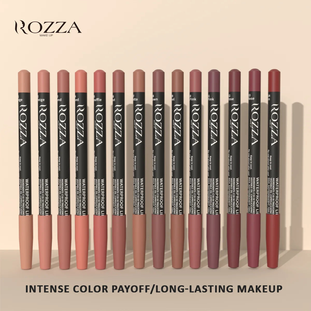 Rozza Waterproof Lip Liner Set – Soft, Matte & Precise