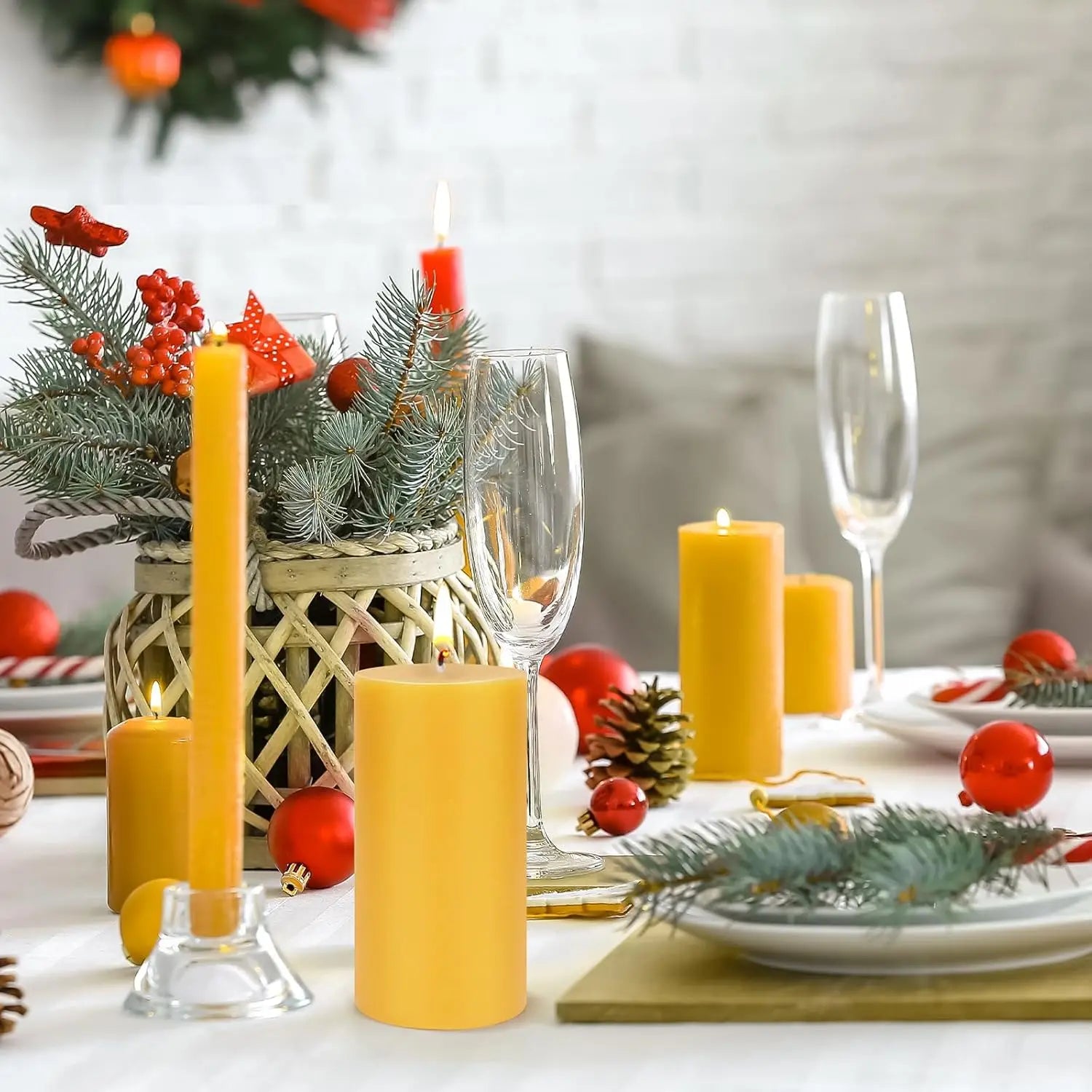 2-8PCS Driples Beeswax Pillar Candles