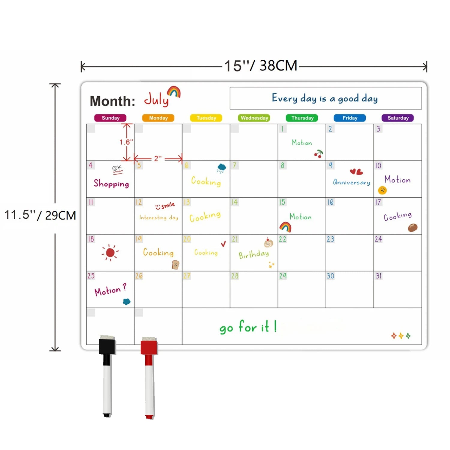 Magnetic Calendar for Fridge Monthly Weekly Planner