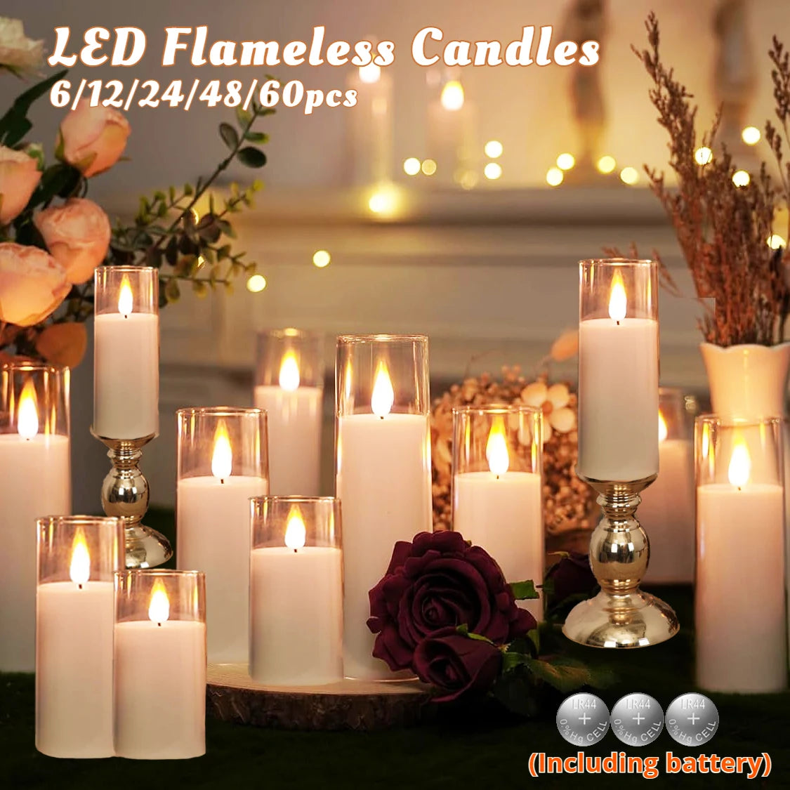 Acrylic LED Candles – Flameless & Flickering Set
