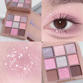 9-Color Smokey Shimmer Eyeshadow Palette - Matte, Glitter, & Sequin Cool-Toned Gray & Black Eye Makeup