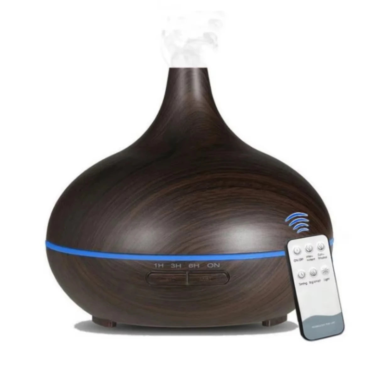 500mL Wood Grain Essential Oil Diffuser – Remote & 7-Color LED
