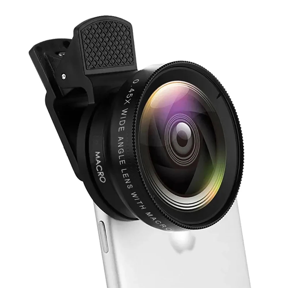 Experience 2 in 1 Phone Camera Lens Kit 0.45X Wide Angle 12.5X Macro Lens HD Camera Lenes for Iphone Ios Android Smartphones