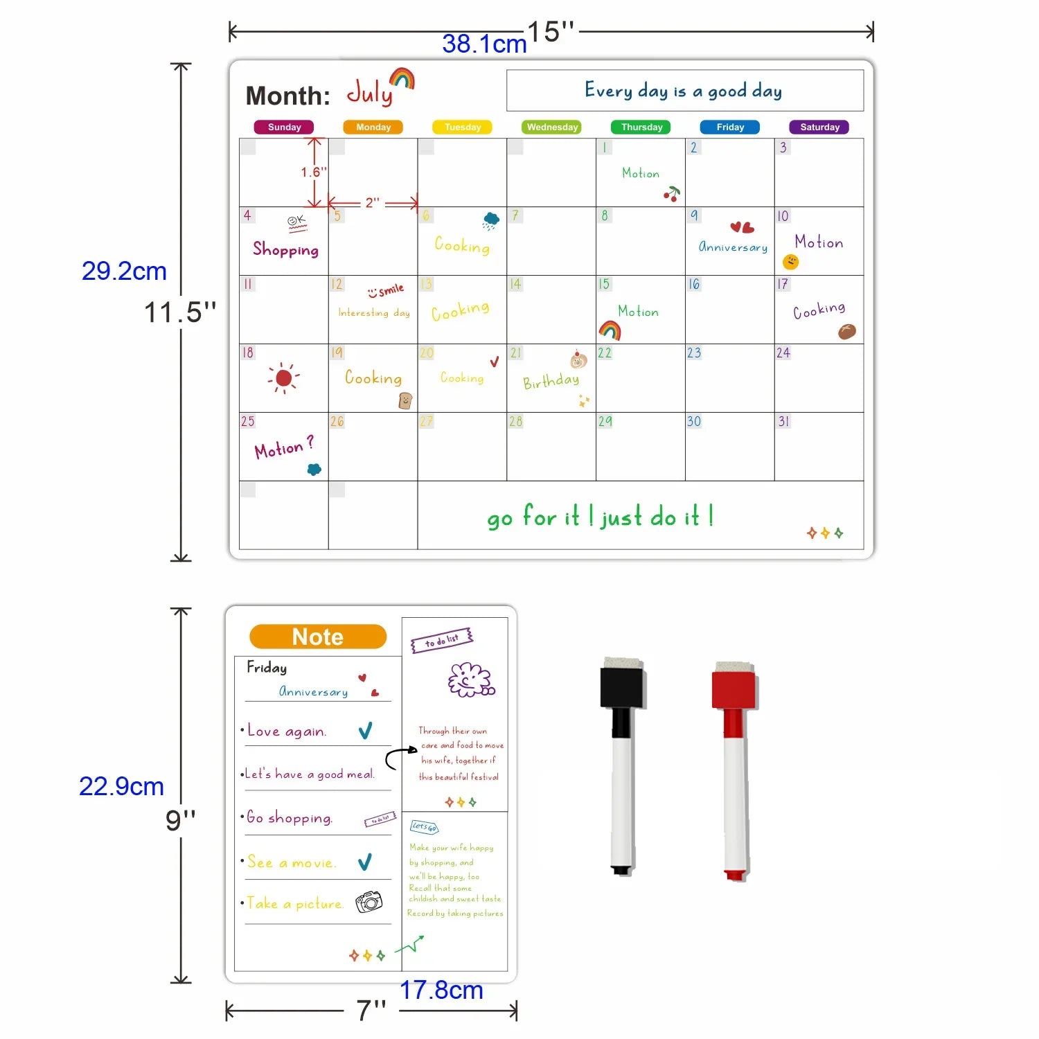 Magnetic Calendar for Fridge Monthly Weekly Planner