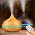500mL Wood Grain Essential Oil Diffuser – Remote & 7-Color LED