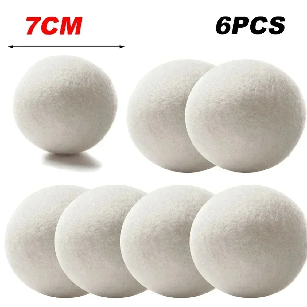 6Pcs Wool Dryer Balls – Eco-Friendly Laundry Softener for Dryer & Washing Machine, 7cm Reusable Wool Balls