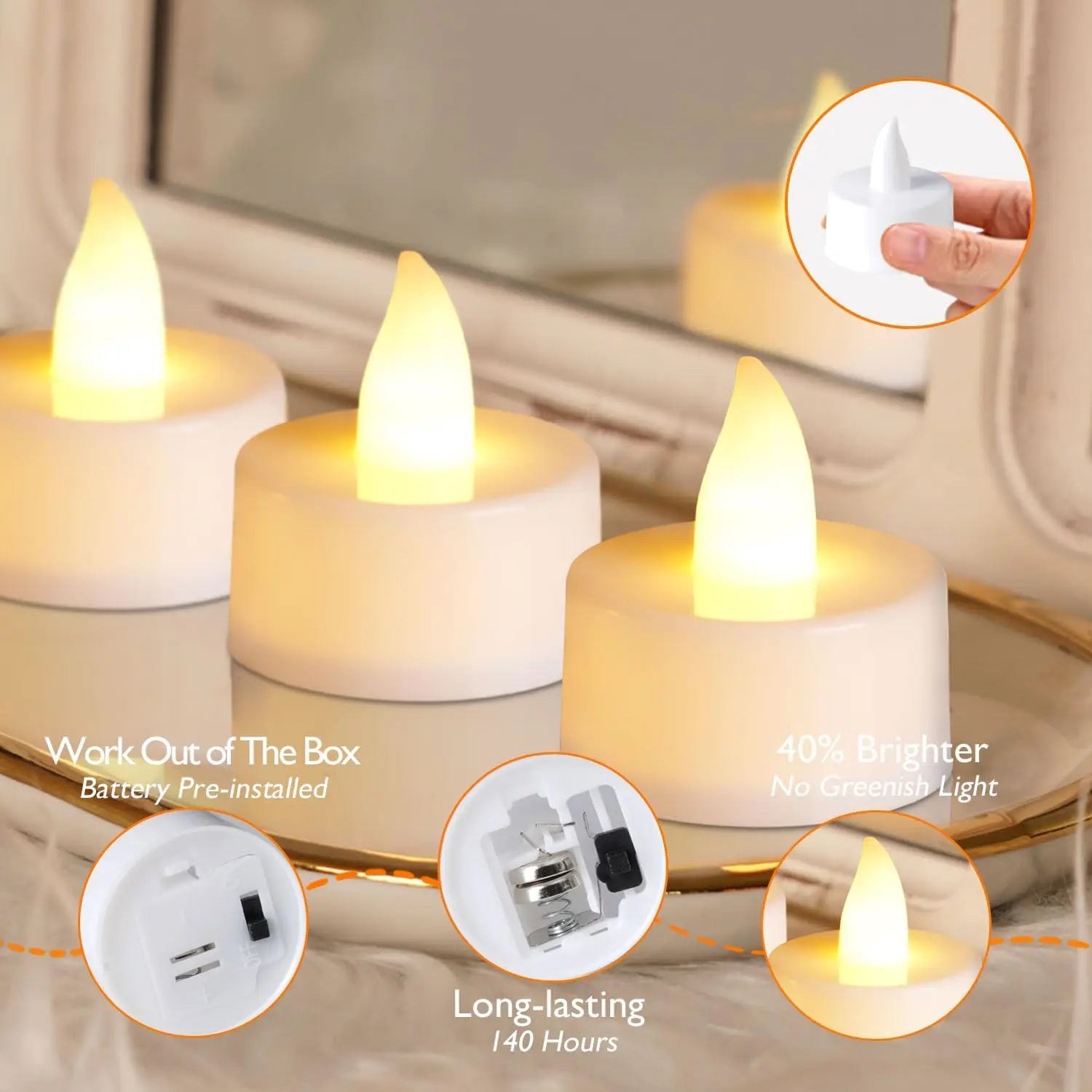 24Pcs Flameless LED Candles – Warm White Decor