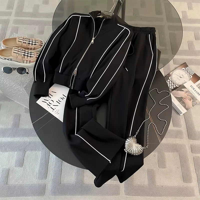 Women's High-End Hoodie & Wide-Leg Pants Set