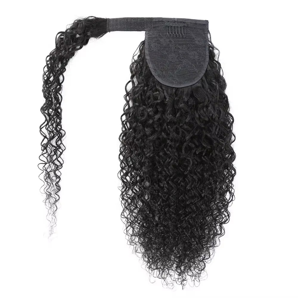 Water Wave Human Hair Ponytail Extensions