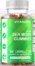 2 Pack  Irish Sea Moss Gummies - 3000 Mg - 60 Vegan Gummies - Made with Bladderwrack & Burdock Root - Seamoss Supplement for Thyroid, Energy, Immune Support