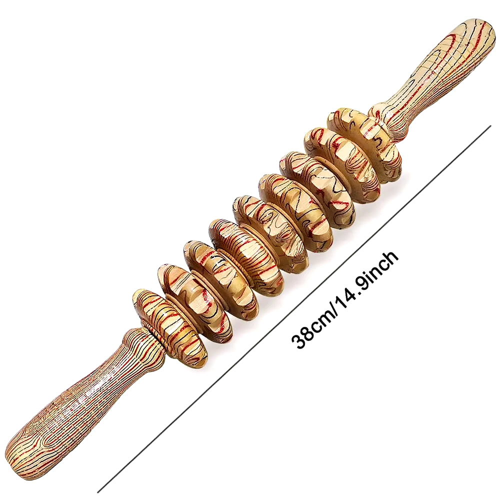 9-Roller Wooden Massager – Handheld Relief