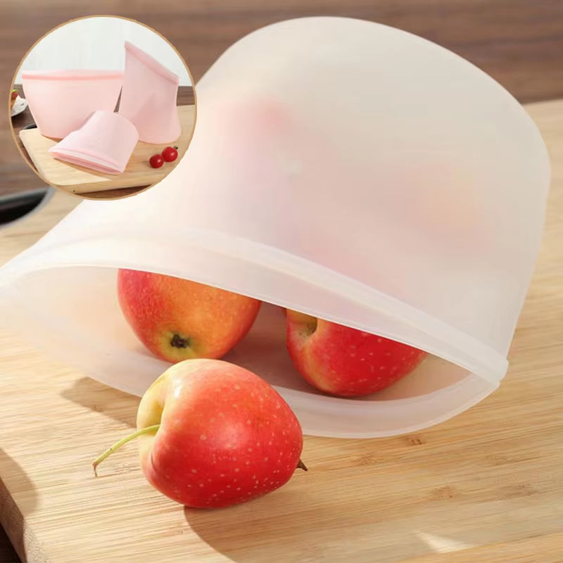 Silicone Food Storage Bags Leakproof Containers Reusable Fresh-Keeping Fruit Sealed Freezer Bag Refrigerator Food Organizer Bags