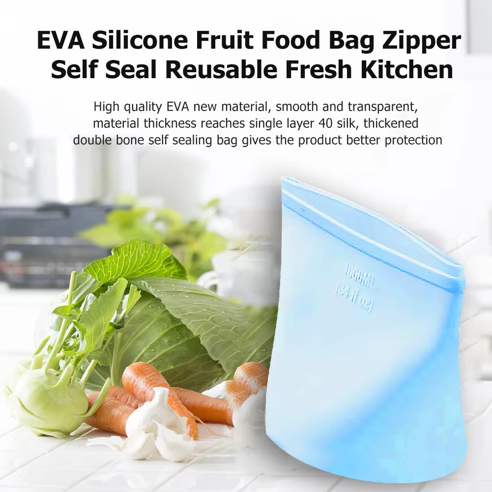 Silicone Food Storage Bags Leakproof Containers Reusable Fresh-Keeping Fruit Sealed Freezer Bag Refrigerator Food Organizer Bags