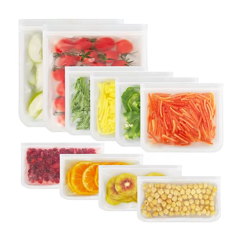 Silicone Food Storage Containers Reusable Food Storage Bags Lunch Bags Stand up Zip Shut Bag Cup Fresh Food Leakproof Containers