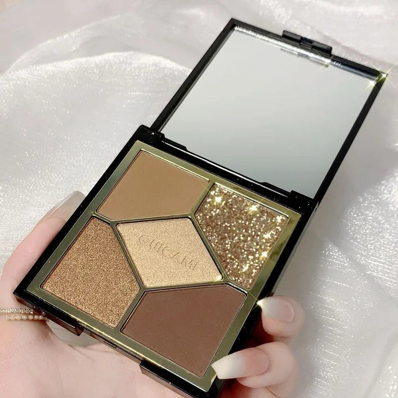 Five-Color Pearlescent Eyeshadow Palette – Earth-Toned INS Popular Eye Makeup Palette