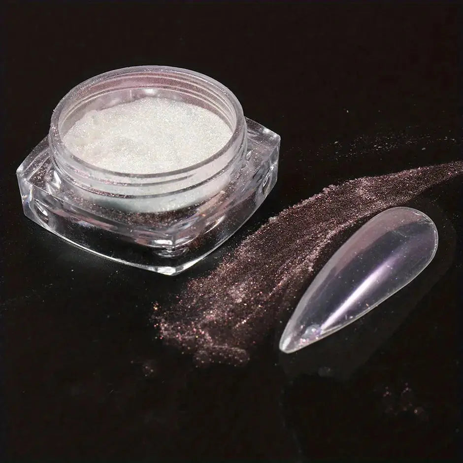 White Chrome Powder Mirror Mermaid Sparkling Pearl Nail 