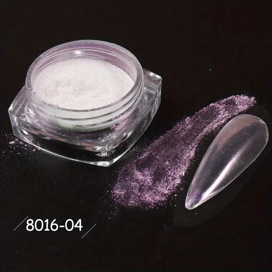 White Chrome Powder Mirror Mermaid Sparkling Pearl Nail 