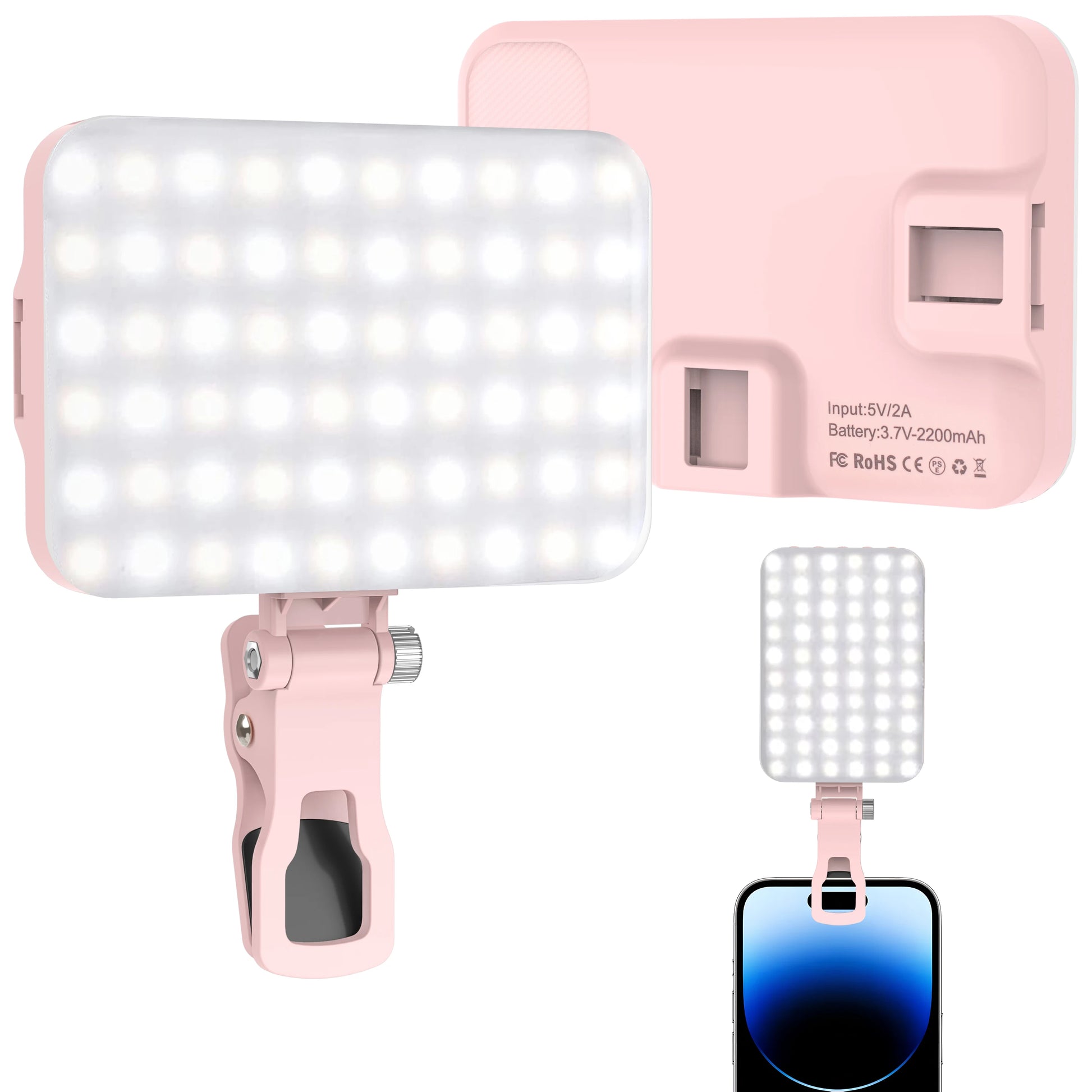 LED Selfie Light 60 High Power Rechargeable Clip