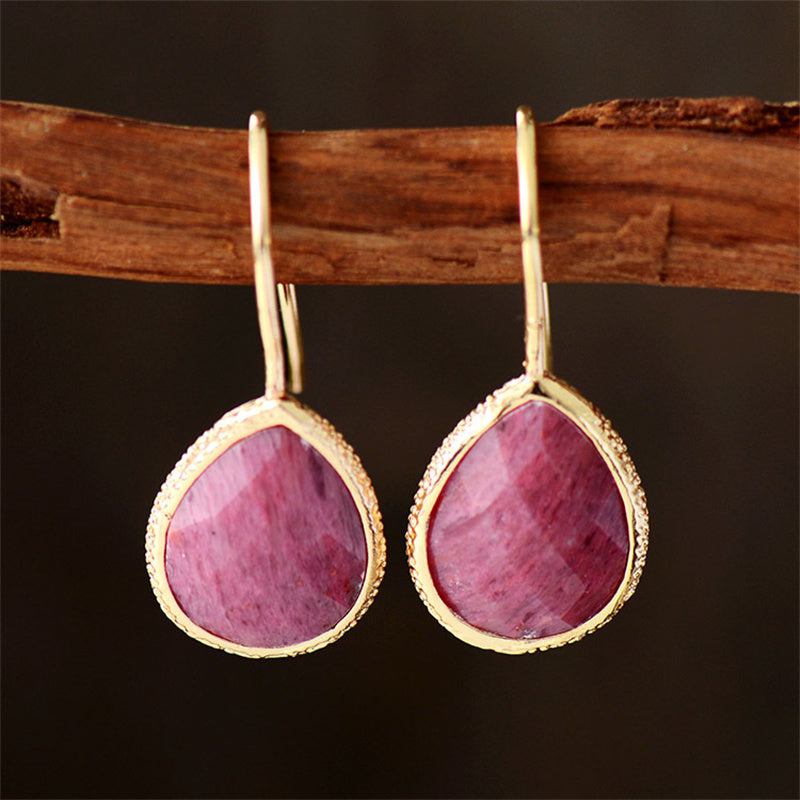 Handmade Natural Stone Teardrop Earrings