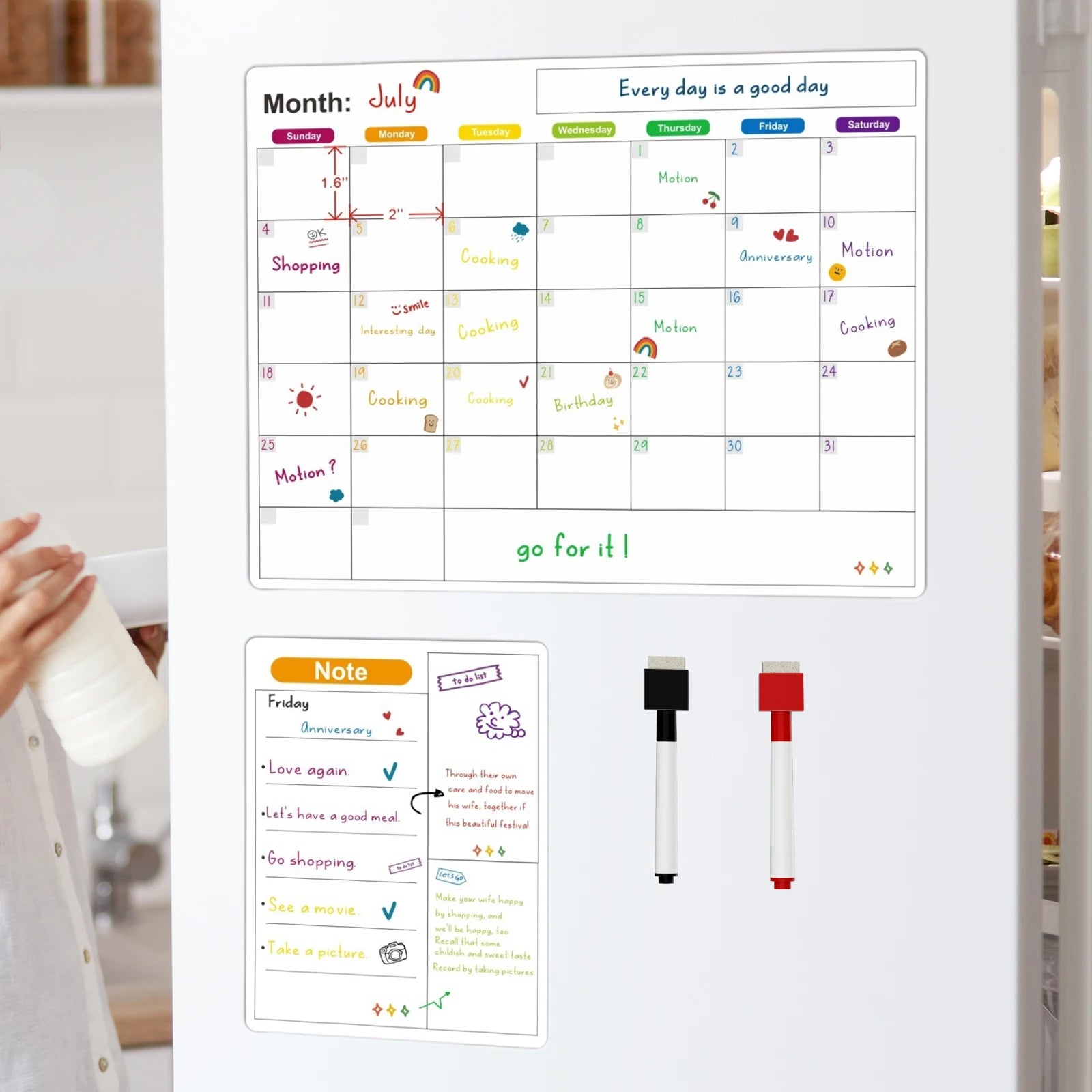 Magnetic Calendar for Fridge Monthly Weekly Planner 