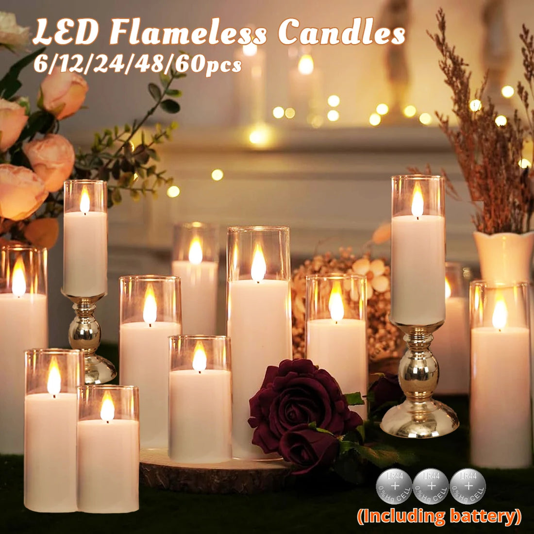Acrylic LED Candles – Flameless & Flickering Set