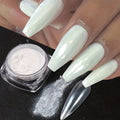 White Chrome Powder Mirror Mermaid Sparkling Pearl Nail 