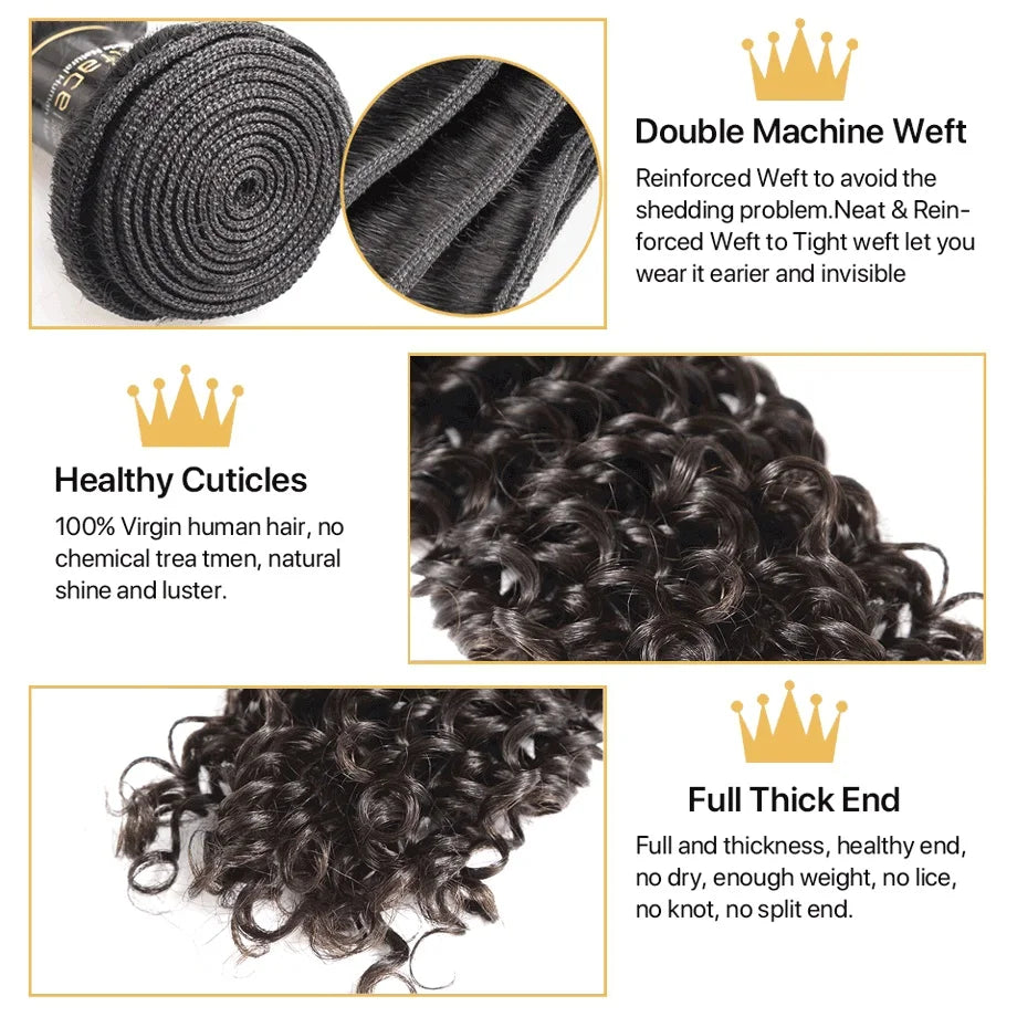 Deep Wave Virgin Hair Weaves Bundles (Curly)