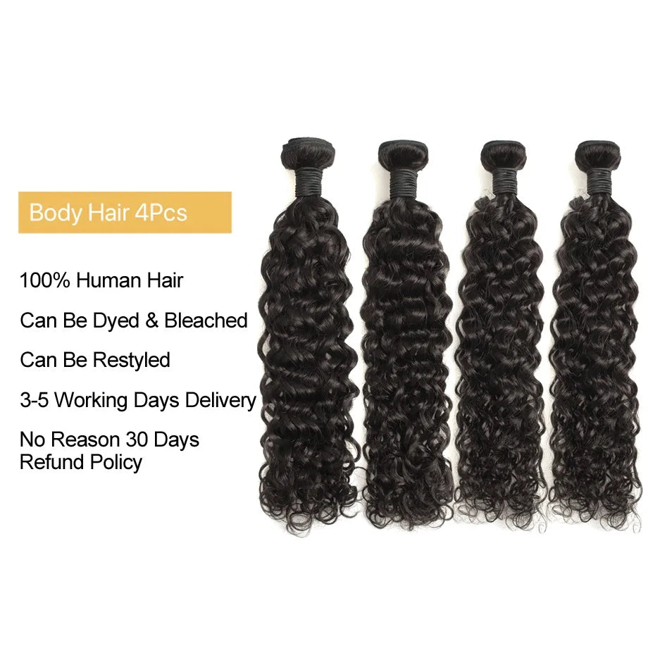 Deep Wave Virgin Hair Weaves Bundles (Curly)