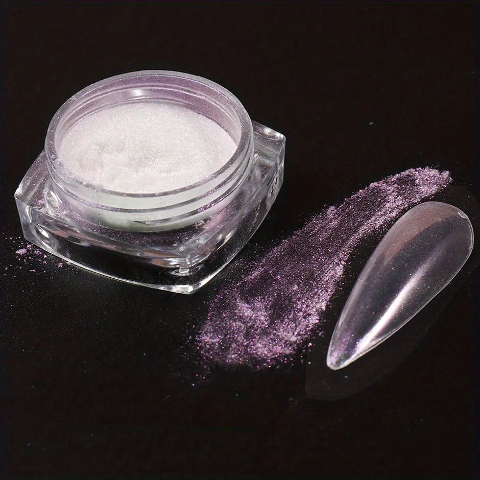 White Chrome Powder Mirror Mermaid Sparkling Pearl Nail 