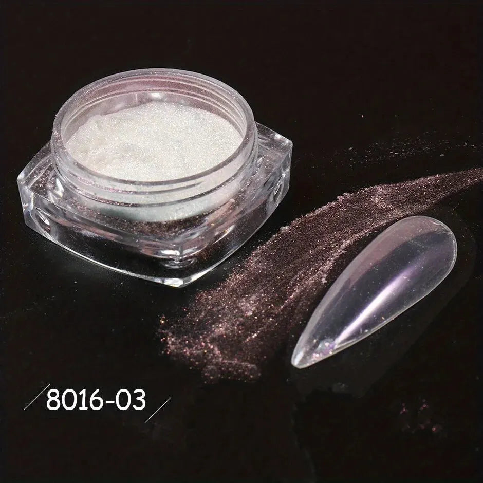 White Chrome Powder Mirror Mermaid Sparkling Pearl Nail 
